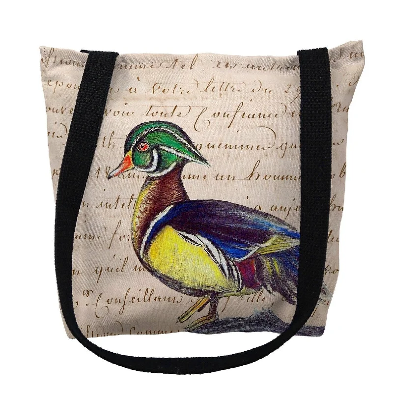 Luggage straps with buckle closures to secure overstuffed bagsMale Wood Duck Script Small Tote Bag 13x13