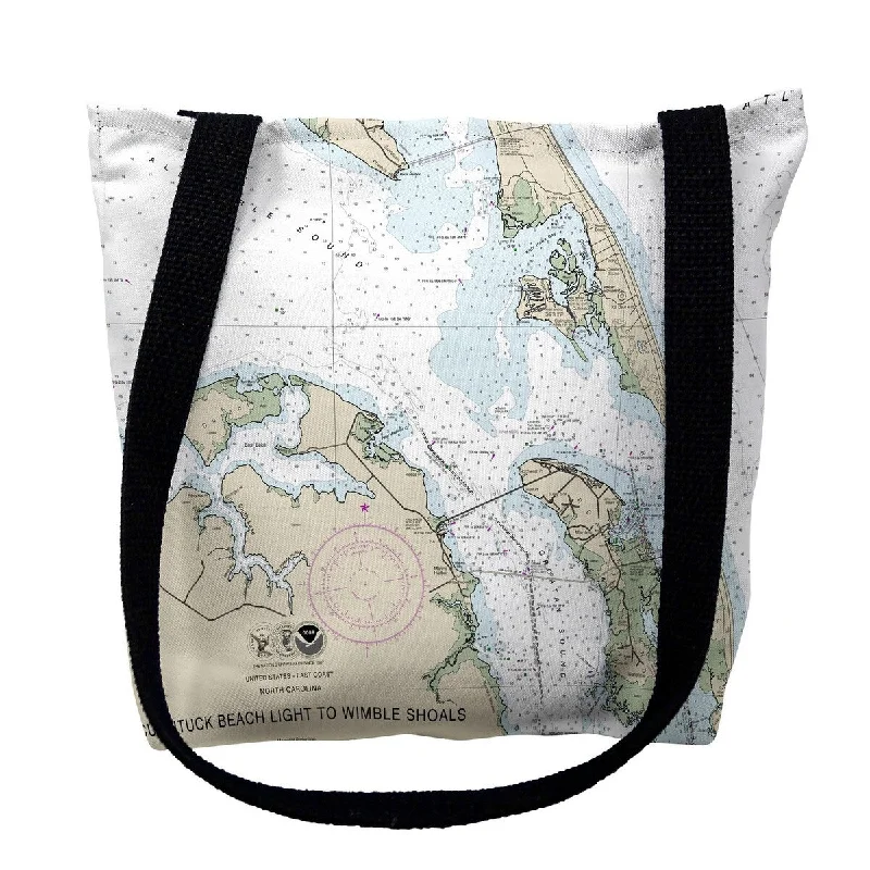 Manteo, NC Nautical Map Medium Tote Bag 16x16 - 16 inches x 16 inches