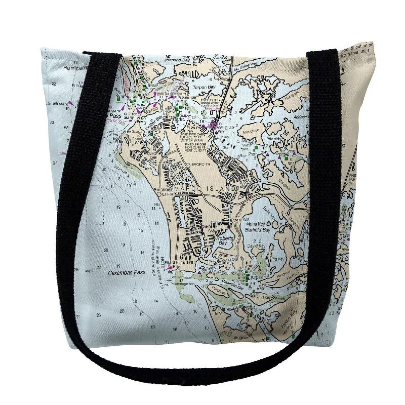 Marco Island, FL Nautical Map Medium Tote Bag 16x16 - 16 inches x 16 inches