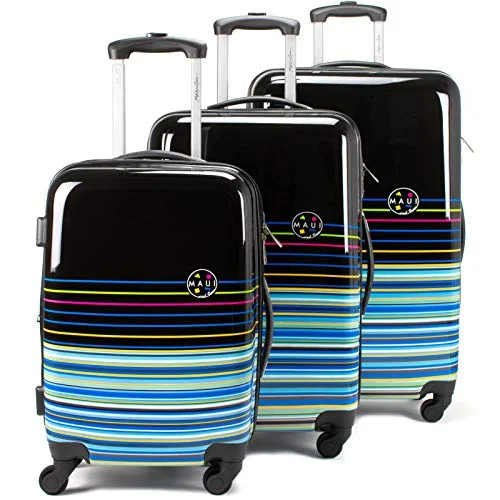 Luggage trolley organizers to hold small items like keys and phonesMaui and Sons Stripes 3-piece Hardside Spinner Luggage Set, TSA Lock