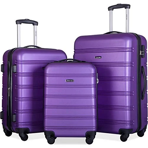 Merax Travelhouse Luggage 3 Piece Expandable Spinner Set Purple