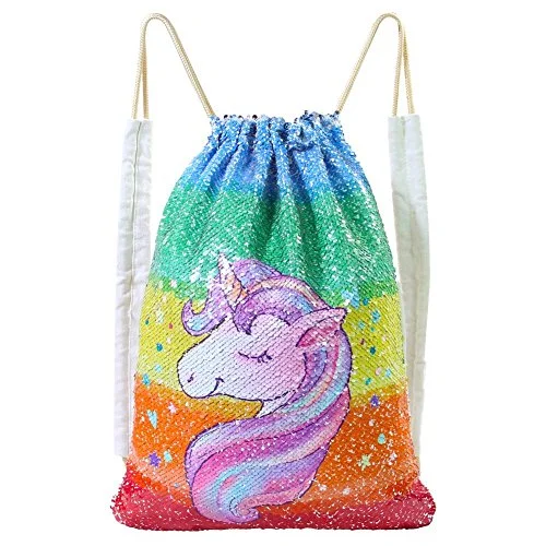 MHJY Unicorn Bag Reversible Sequin Drawstring Bag Sparkly Gym Dance Backpack,Colorful MHJY Unicorn Bag Reversible Sequin Drawstring Bag Sparkly Gym Dance Backpack,Colorful