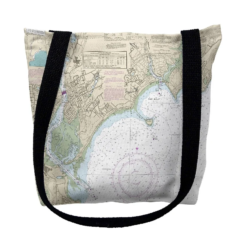 Magnetic luggage labels that can be easily changed or removedNorth Long Island Sound, NY Nautical Map Medium Tote Bag 16x16 - 16 inches x 16 inches