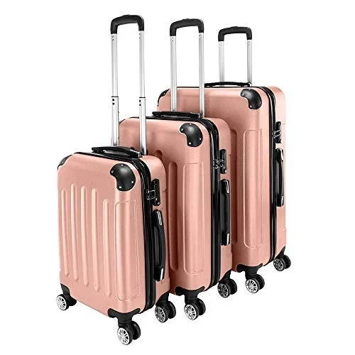 Leather luggage handles for a comfortable and stylish gripOchine 3 Piece Set Suitcase Spinner Luggage Sets ABS Trolley Case Lightweight Durable Suitcase Double Wheels Suitcase Carry-On Luggage Suitcases TSA Lock 20/24/28 Inch (Ship from USA)