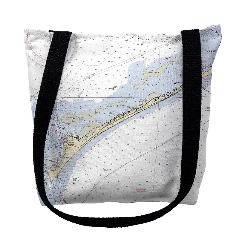 Leather luggage handles for a comfortable and stylish gripOcracoke Inlet, NC Nautical Map Medium Tote Bag 16x16 - 16 inches x 16 inches