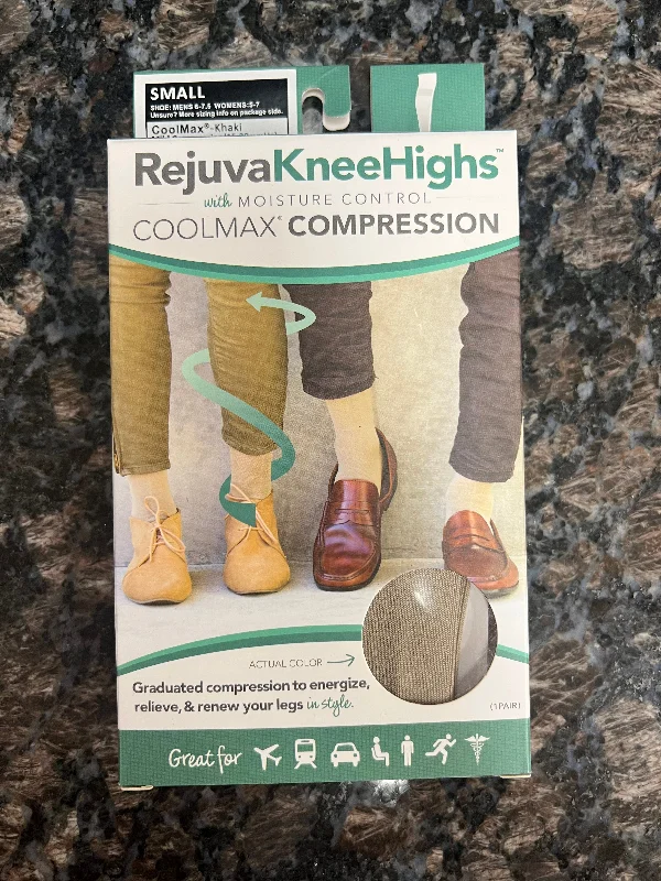 Neck pillows with memory foam for comfortable in - flight or car ridesFinal Sale- Rejuva Knee High Coolmax Compression Socks (Small-Khaki)- $10