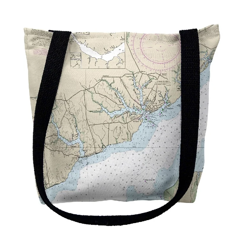Oriental, NC Nautical Map Medium Tote Bag 16x16 - 16 inches x 16 inches
