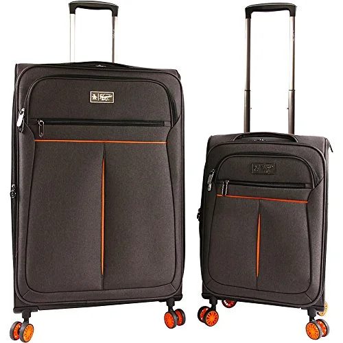 Earplugs and eye masks set for a good sleep during long - haul flightsORIGINAL PENGUIN Luggage Colfax 2 Piece Set Expandable Suitcase with Spinner Wheels, Black Crosshatch/Orange