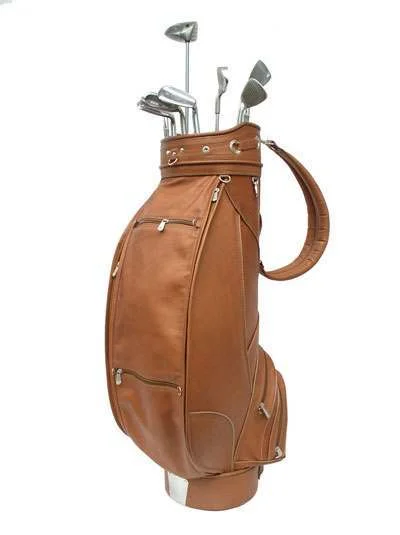 Magnetic luggage labels that can be easily changed or removedPiel Deluxe 9" Leather Golf Bag