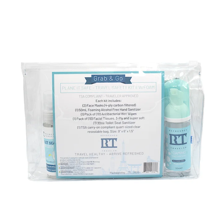Magnetic luggage labels that can be easily changed or removedPLANE IT SAFE - TRAVEL SAFETY KIT II with FOAM
