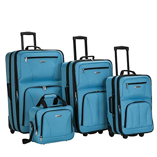 Travel document holders with multiple slots for passports and ticketsRockland Journey Softside Upright Luggage Set, Turquoise, 4-Piece (14/19/24/28)