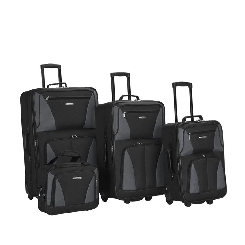 Travel garment hangers that are foldable for easy packingRockland Luggage Journey 4 Piece Softside Expandable Luggage Set| |