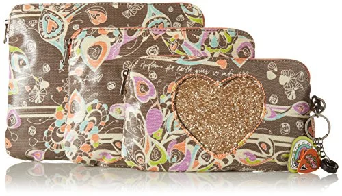 Portable shoe bags to keep footwear separate in suitcasesSakroots Artist Circle 3pc Cosmetic Set, Slate Songbird