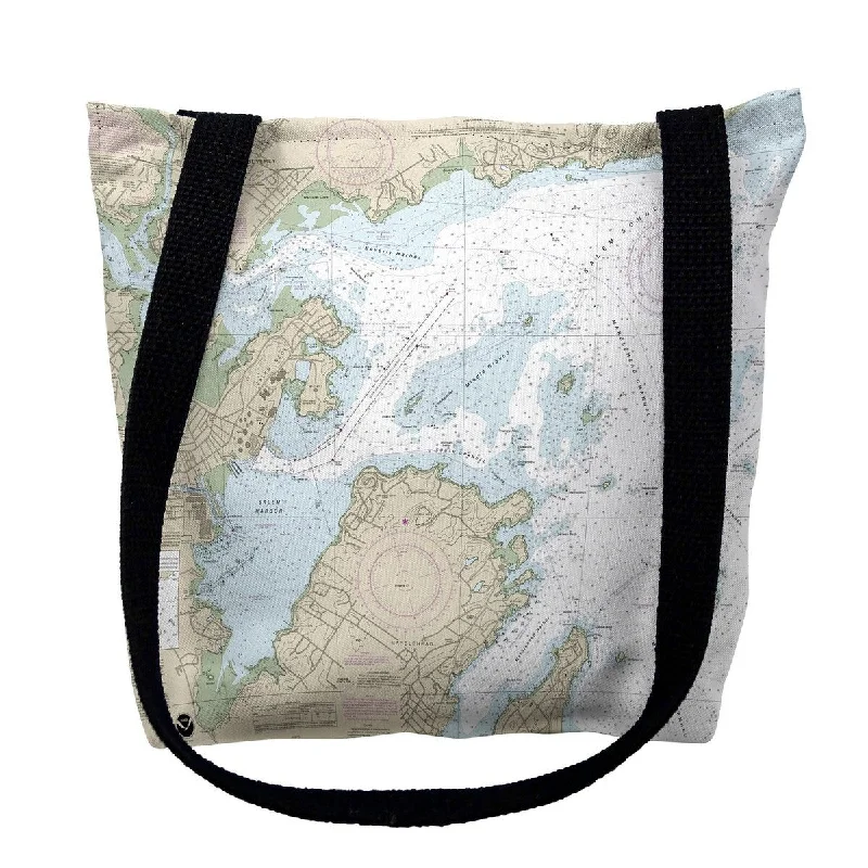 Hanging toiletry bags with multiple compartments for bathroom essentialsSalem, Marblehead and Beverly Harbors, MA Nautical Map Medium Tote Bag 16x16 - 16 inches x 16 inches