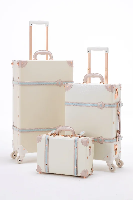 Waterproof luggage covers for protection against rain on outdoor tripsSarahFace 3 Pieces Luggage Sets - Cream White's