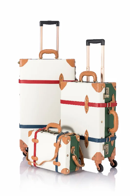 Travel document holders with multiple slots for passports and ticketsSarahFace 3 Pieces Luggage Sets - Pearl/Green's