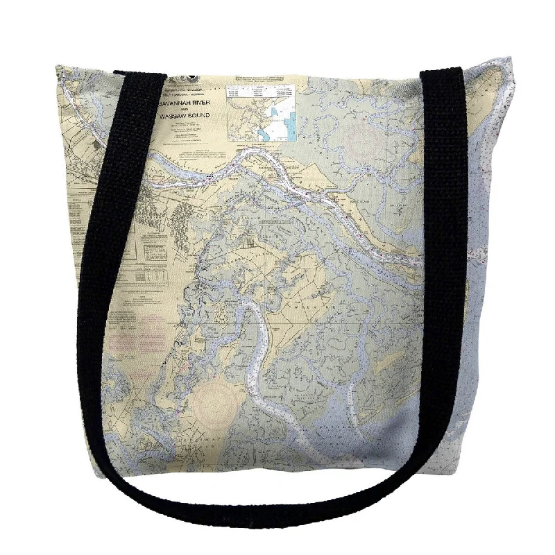 Travel garment hangers that are foldable for easy packingSavannah River and Wassaw Sound, GA Nautical Map Medium Tote Bag 16x16 - 16 inches x 16 inches