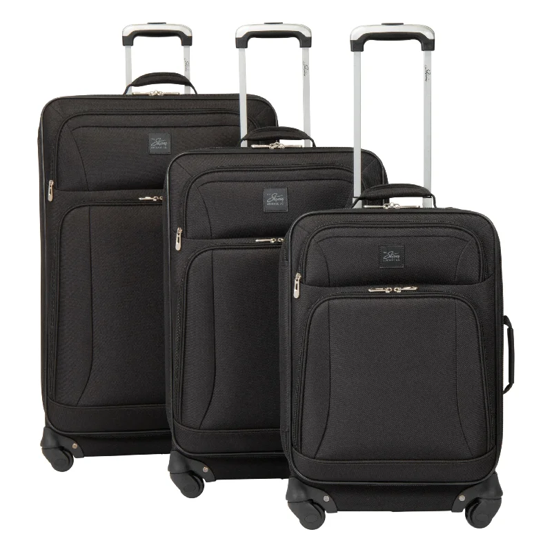 Leather luggage handles for a comfortable and stylish gripEpic Softside Spinner 3 Piece Set (20"/24"/28") Luggage Spinner Collection