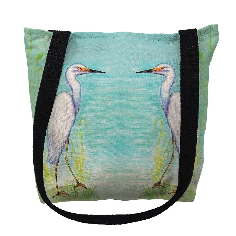 Snowy Egret Small Tote Bag 13x13