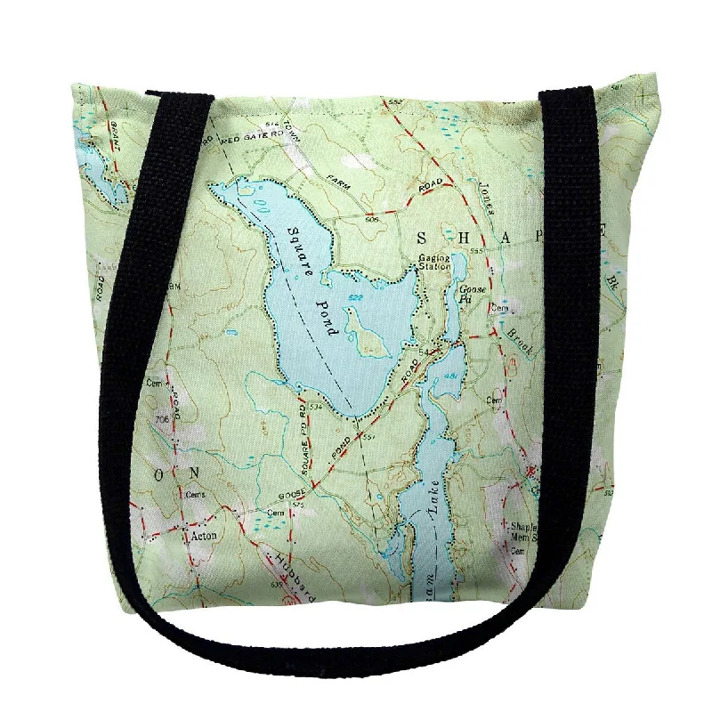 Square Pond, ME Nautical Map Medium Tote Bag 16x16 - 16 inches x 16 inches