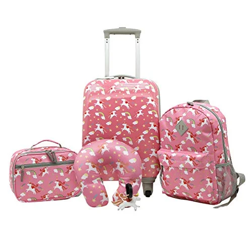 Compression packing bags to save space in travel backpacksTravelers Club Kids' 5 Piece Luggage Travel Set, Unicorn