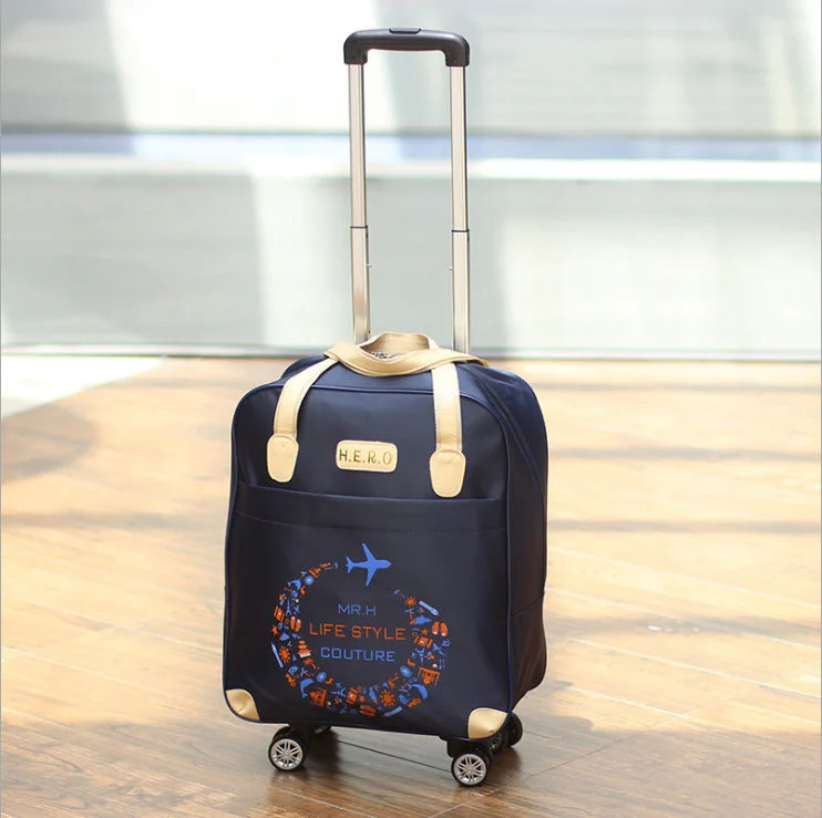 Dark blue universal wheel single trolley bag