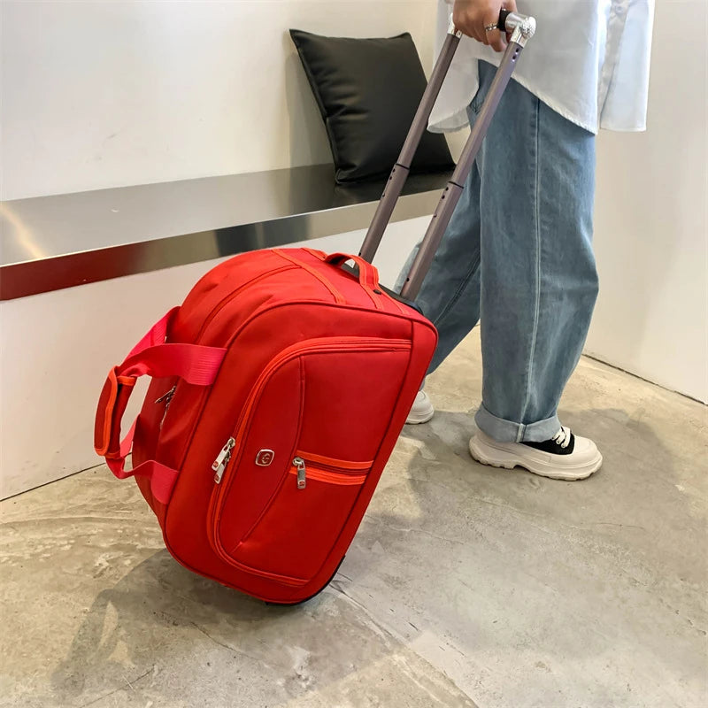 Charging station travel adapters with multiple USB ports for powering devices on the goTrolley Travel Bag Rolling Suitcase Men Women Casual Thickening Large Capacity Luggage Duffel With Wheels Carry On Bag