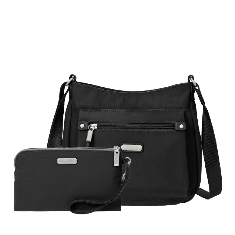 Hanging toiletry bags with multiple compartments for bathroom essentialsBaggallini Uptown Bagg with RFID Wristlet UPB287