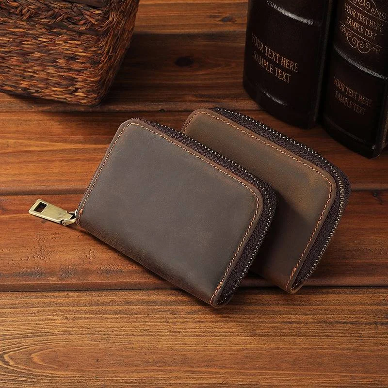 Luxury leather money clips with card slotsAccordion Zipper Card Holder Wallet Leather Card Case