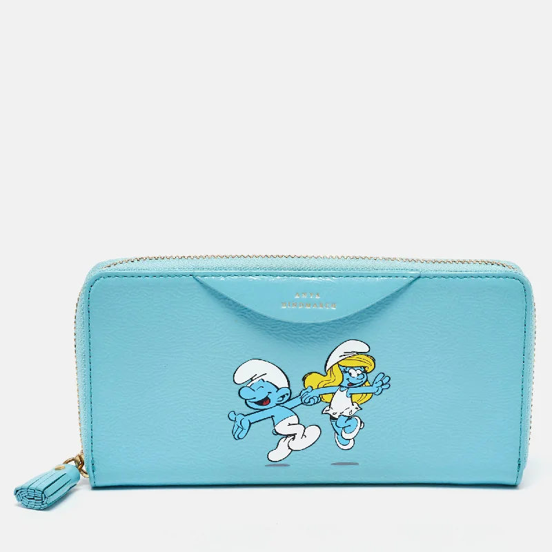 How to choose the right money clipAnya Hindmarch Turquoise Blue Patent Leather Smurfs Zip Around Wallet