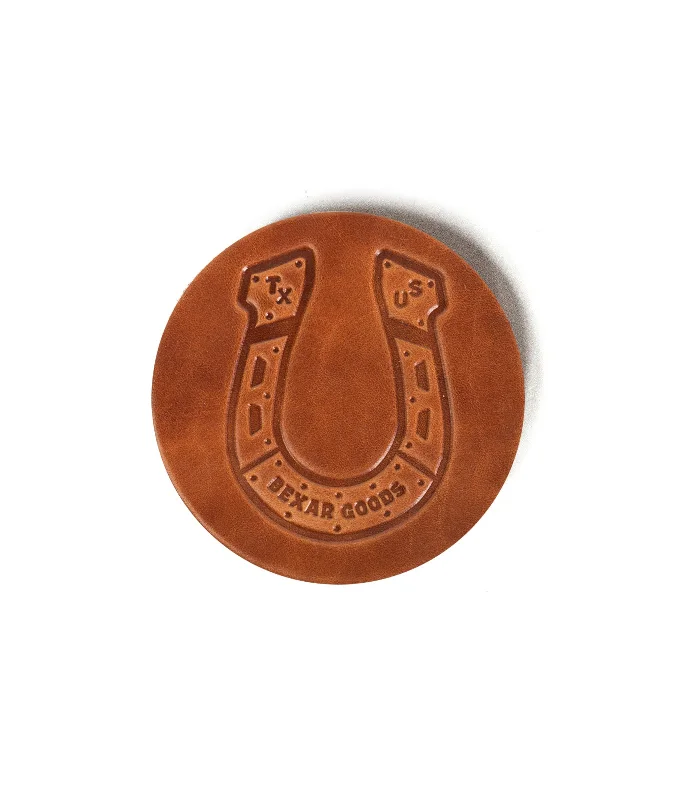 Custom money clips for corporate giftsBexar Horse Shoe Leather Coasters