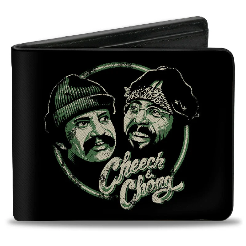 Money clips with built-in bottle openersBi-Fold Wallet - Cheech and Chong Pose and Script Black Greens