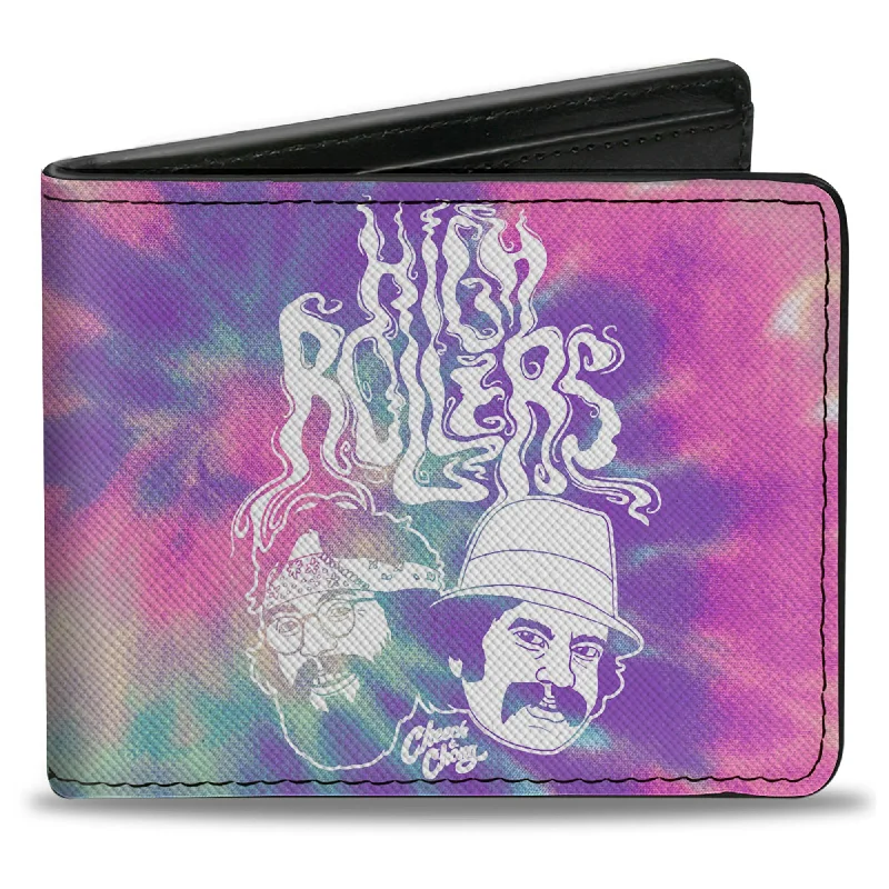 Bi-Fold Wallet - CHEECH & CHONG HIGH ROLLERS Smoke Pose Tie Dye Purples/White