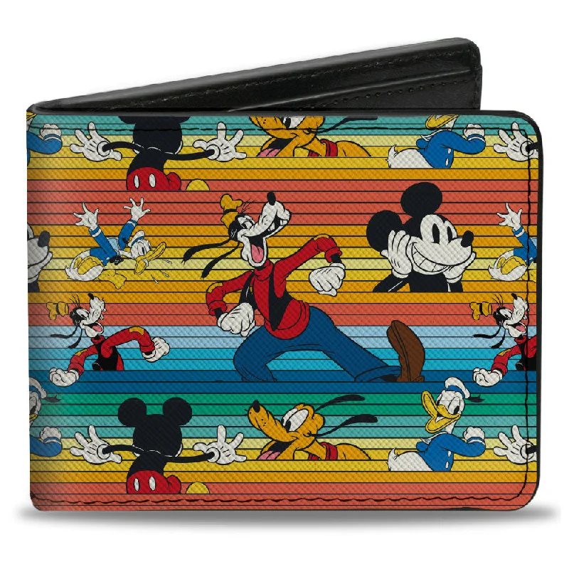 Eco-friendly money clips made from sustainable materialsBi-Fold Wallet - Disney Mickey and Friends Stripes Multi Color