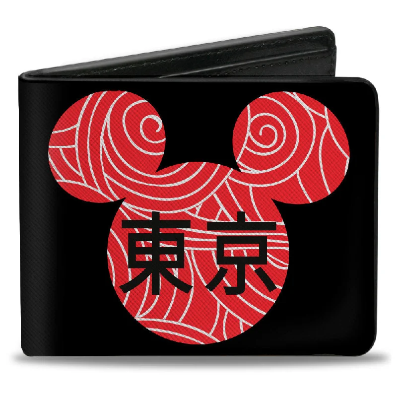 Elegant money clips for weddingsBi-Fold Wallet - Disney Mickey Mouse Ears TOKYO Japanese Characters Black/Red/White