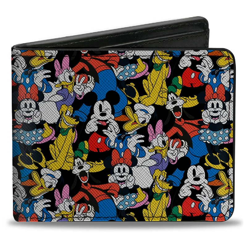 Money clips with RFID protectionBi-Fold Wallet - Disney Sensational Six Cute Poses Stacked Black