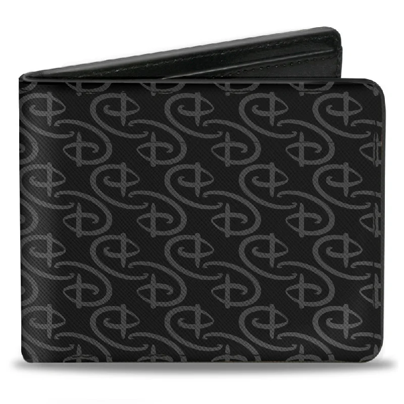 Money clips with RFID protectionBi-Fold Wallet - Disney Signature D Logo Monogram Black Gray Money clips with RFID protectionBi-Fold Wallet - Disney Signature D Logo Monogram Black Gray