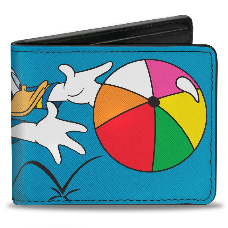 Money clips for holding large amounts of cashBi-Fold Wallet - Donald Duck Beach Ball Pose Stripes Blue Multi Color Money clips for holding large amounts of cashBi-Fold Wallet - Donald Duck Beach Ball Pose Stripes Blue Multi Color