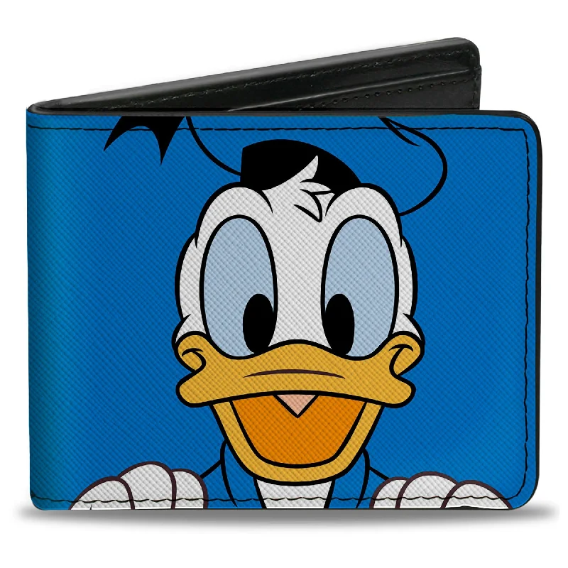 Eco-friendly money clips made from sustainable materialsBi-Fold Wallet - Donald Duck Character Face Close-Up and Autograph Blue