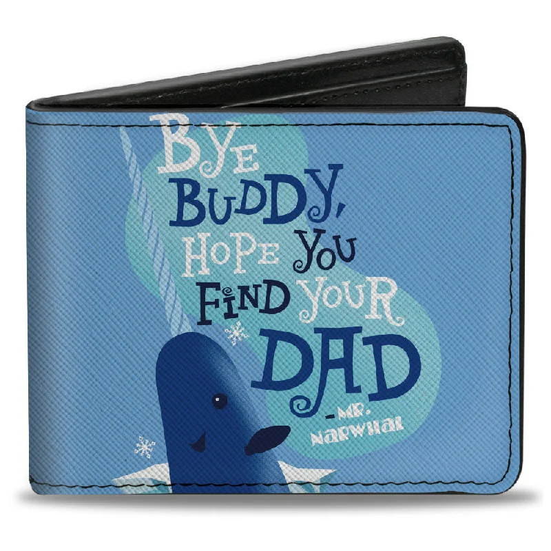 Money clips with RFID protectionBi-Fold Wallet - Elf Quote BYE BUDDY MR. NARWAHL Quote Blues White
