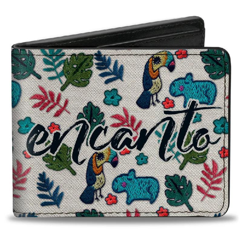 Slim money clips for minimalist walletsBi-Fold Wallet - ENCANTO Script Logo Cream Multi Color