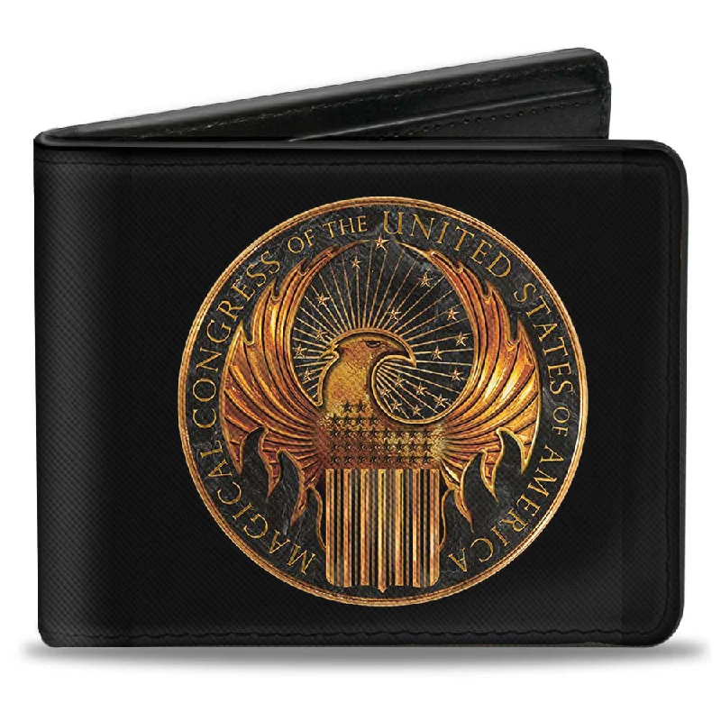 Luxury leather money clips with card slotsBi-Fold Wallet - Fantastic Beasts and Where to Find Them MACUSA Seal Black Golds Luxury leather money clips with card slotsBi-Fold Wallet - Fantastic Beasts and Where to Find Them MACUSA Seal Black Golds