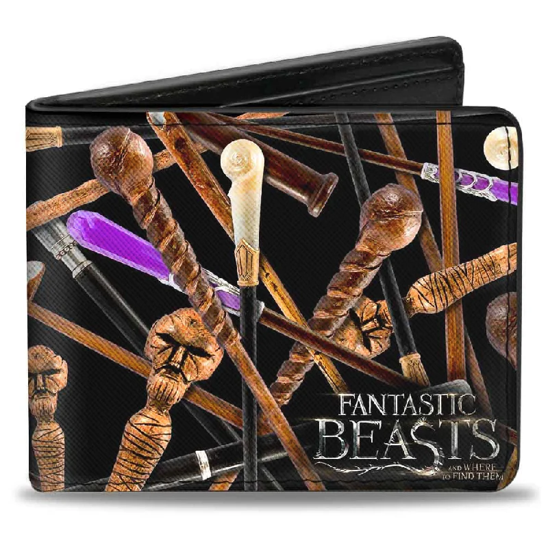 Luxury leather money clips with card slotsBi-Fold Wallet - Fantastic Beasts and Where to Find Them Wands Scattered