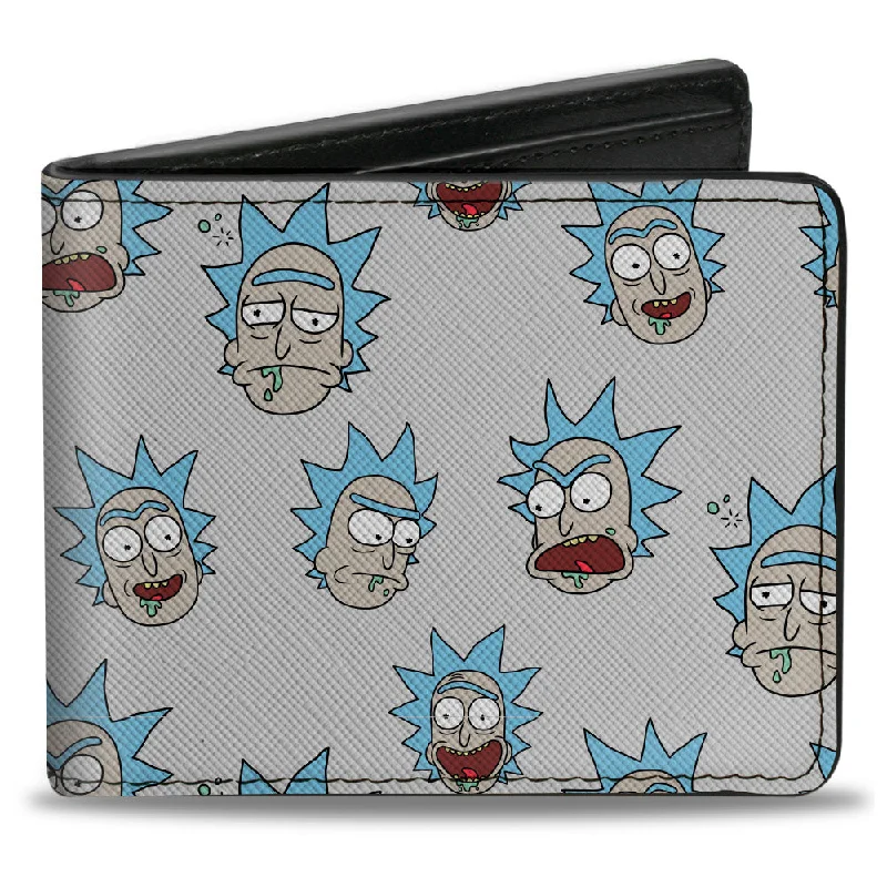 Slim money clips for minimalist walletsBi-Fold Wallet - Rick and Morty Rick Expressions Scattered Gray