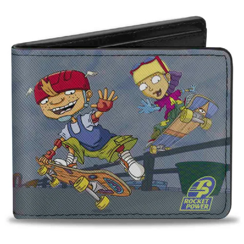 Vintage-style money clips for collectorsBi-Fold Wallet - ROCKET POWER 4-Character Group Action Pose Grays