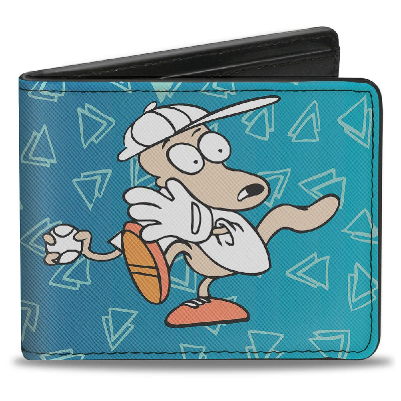 Vintage-style money clips for collectorsBi-Fold Wallet - Rocko & Spunky Pose2 + Icon Sketches Logo Turquoise White