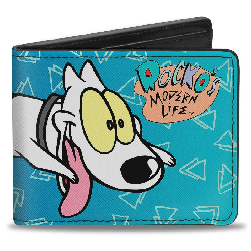 Personalized engraved money clips for menBi-Fold Wallet - Rocko's Modern Life Spunky Pose Logo Blues White