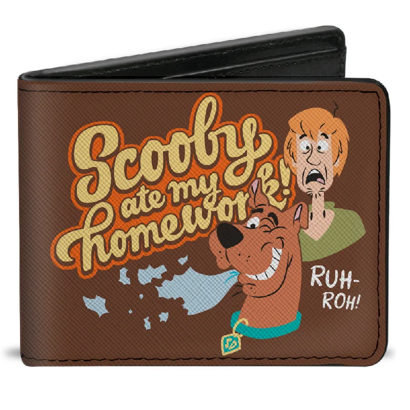 Money clips for women with sleek designsBi-Fold Wallet - Scooby Doo and Shaggy SCOOBY ATE MY HOMEWORK Pose Brown
