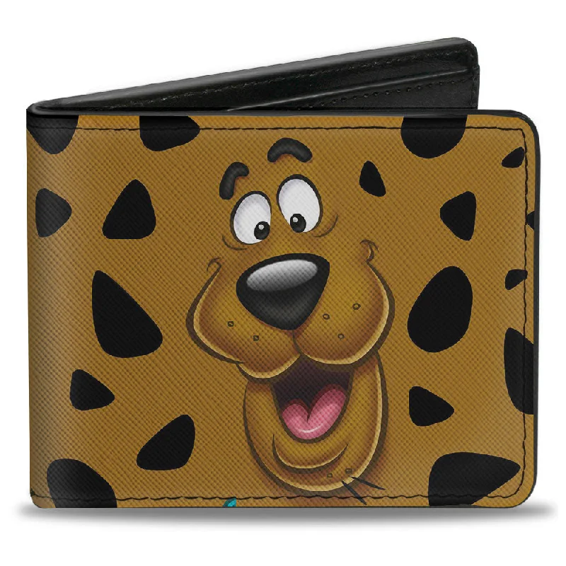 Money clips for holding large amounts of cashBi-Fold Wallet - SCOOBY DOO CLOSE-UP Expression Spots Brown Black White