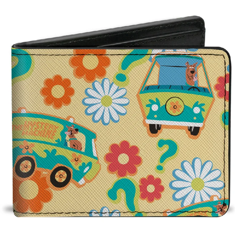 Custom money clips for corporate giftsBi-Fold Wallet - Scooby Doo Mystery Machine and Flowers Collage Cream